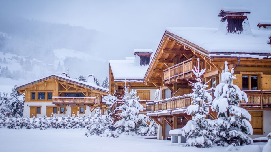 Chalets covered in snow in Megeve